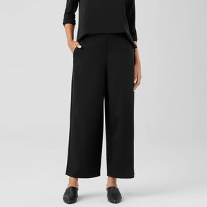 Eileen Fisher Black Washable Flex Ponte Wide-Leg Pants size large